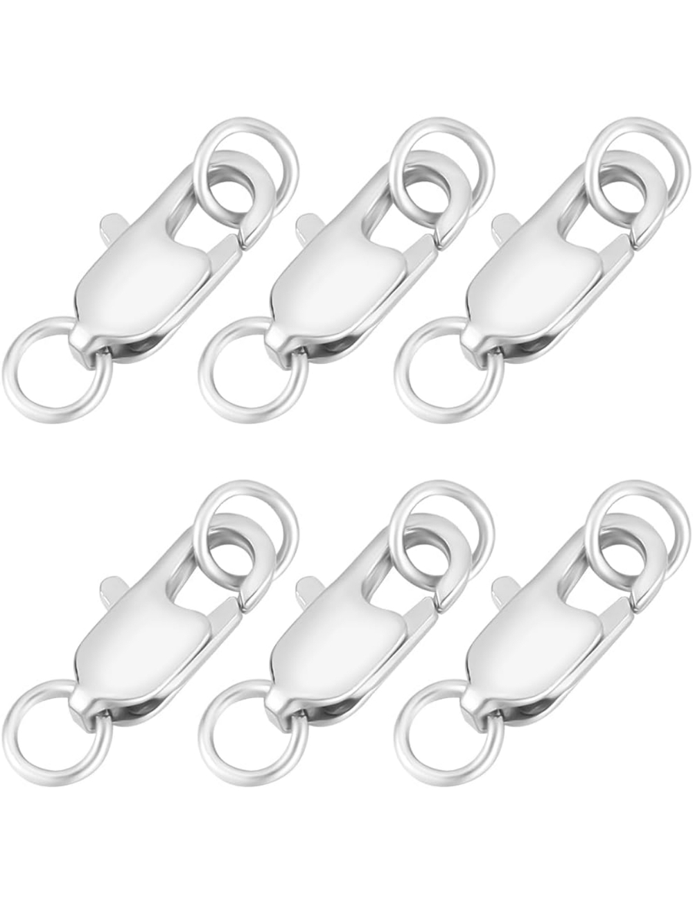 49 Pcs 12x6x2.5mm Silver Platelobster Clasps With Jump Rings (2)